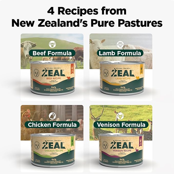 ZEAL New Zealand Wet Cat Food – High Protein, Grain-Free with Superfoods (Beef, 3.17oz Can, 24-Pack)