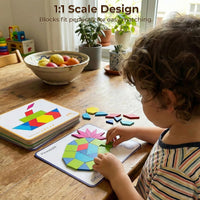 3 Otters wooden pattern blocks set with 150 colorful geometric blocks and pattern cards - view 4
