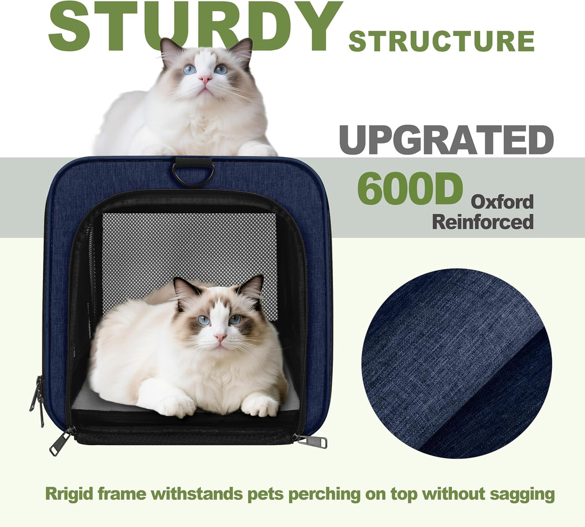 Cat Carrier 18x11x11 Top Load - Navy / 18.0"L x 11.0"W x 11.0"H - image 4
