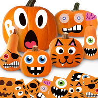 Pumpkin Decorating Kit, 24 Sheets Halloween Pumpkin Stickers Decorations – Fun for Kids & Family - Halloween Pumpkin
