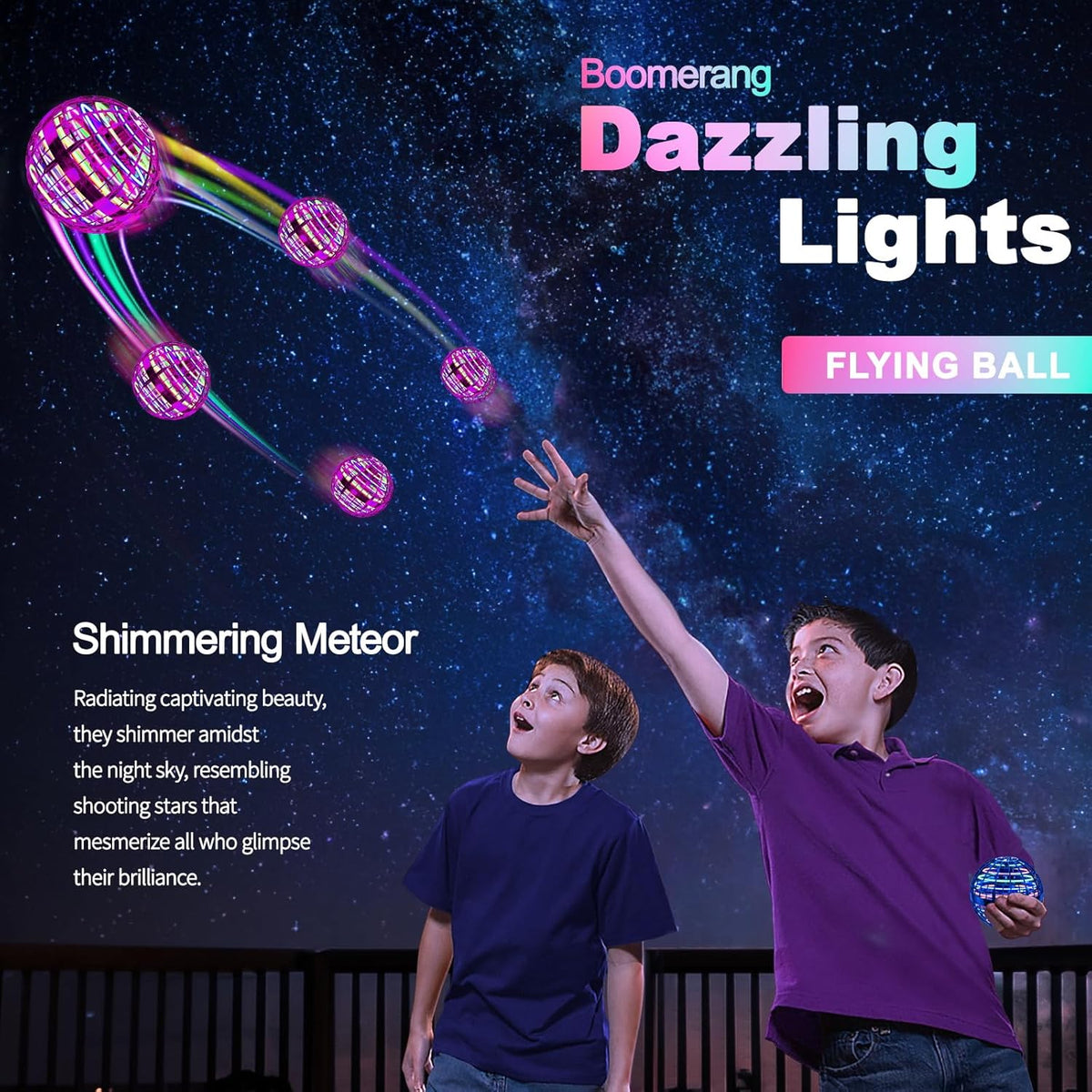 Ivtivfu Flying Orb Ball with Dazzling Lights - Pink - image 3