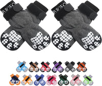 PUPTECK Anti-Slip Dog Socks with Double Sides Grips for Small Medium - Grey / X-Small (4 Count)