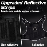 rabbitgoo Tactical Dog Harness for Small Dogs, No Pull Military Service Vest with Handle & Molle, Easy Control for Training Walking, Adjustable Reflective Straps, Dark Grey, S