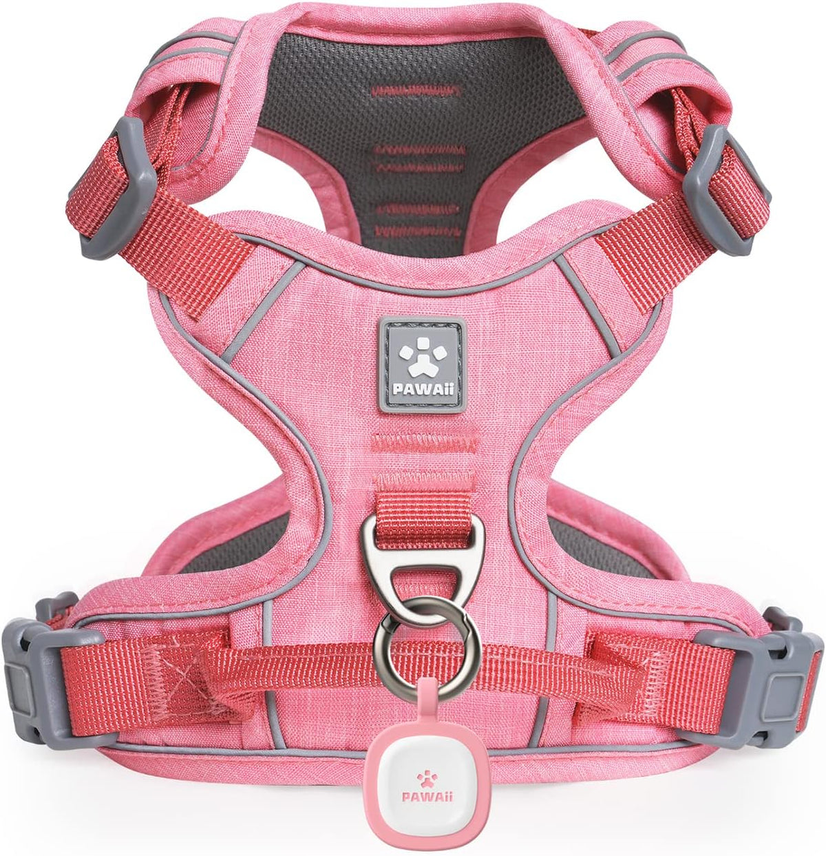 Pawaii No Pull Dog Harness with Pet ID Tag, Reflective Vest – Essentials for Dogs - L (Chest: 27"-32" ) / Mimi Pink