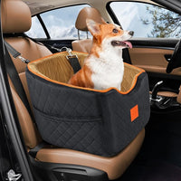 Dog Car Seat for Small Dogs, Memory Foam Booster Dog Seat for Dogs up to 35 lbs, Elevated Pet Car Seat with Washable Removable Cover, Storage Pockets