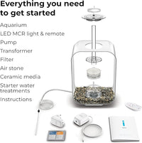 biOrb Life 15 Acrylic 4-Gallon Aquarium with Multi-Color Remote-Controlled LED Lights Modern Compact Tank for Tabletop or Desktop Display, Transparent