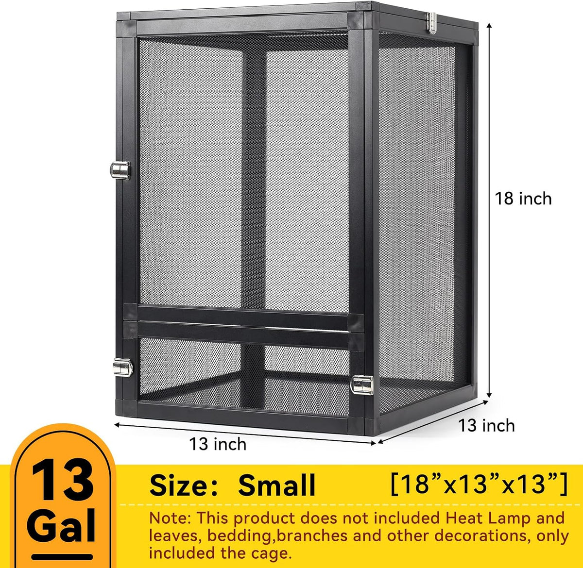 RunDuck Foldable Reptile Terrarium Kit 33 Gallon 26"x17"x17" – Essentials for Reptiles And Amphibians - Black / 18"x13"x13" - image 2