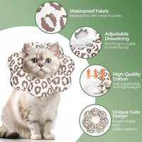 ComSaf Cat Cone Collar Soft - E Cat Collar Cones to Stop Licking After Surgery, Recovery Elizabethan Collar for Cats, Soft Cat Cone for Small Cats Kitten, Waterproof & Lightweight, Brown Leopard, S