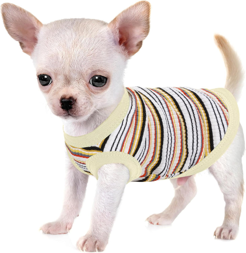 Premium 100% Cotton Rib Dog Shirt Vest for Small Breeds Pink XXS – Essentials for Dogs - M-(3~7lb) | Chest(~16.5") / White