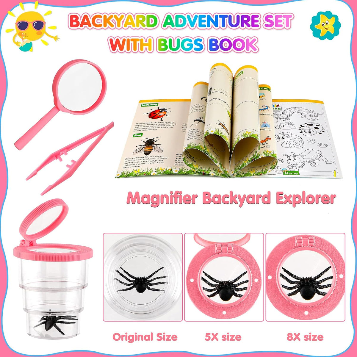 INNOCHEER Kids Explorer Kit & Bug Catcher Kit & Safari Costume Kit - Camouflage Pink - image 4