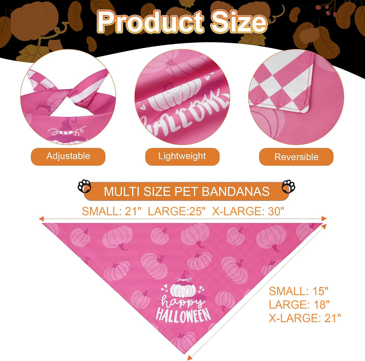 Halloween Dog Bandanas Pink Black XLarge 2PCS - Hween-26-pink black / Small - image 4