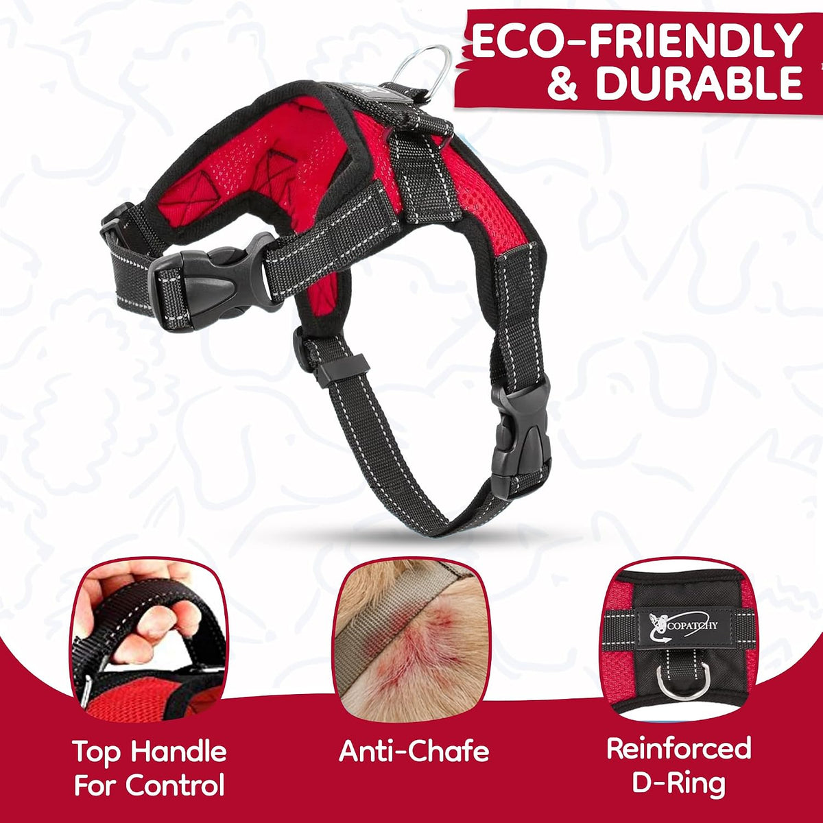 Reflective no pull dog harness in breathable air mesh with top handle and adjustable straps - view 4
