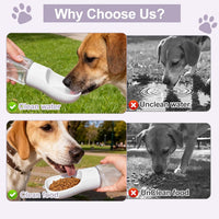 Portable Dog Water Bottle with Food Container - White / 19oz - image 4