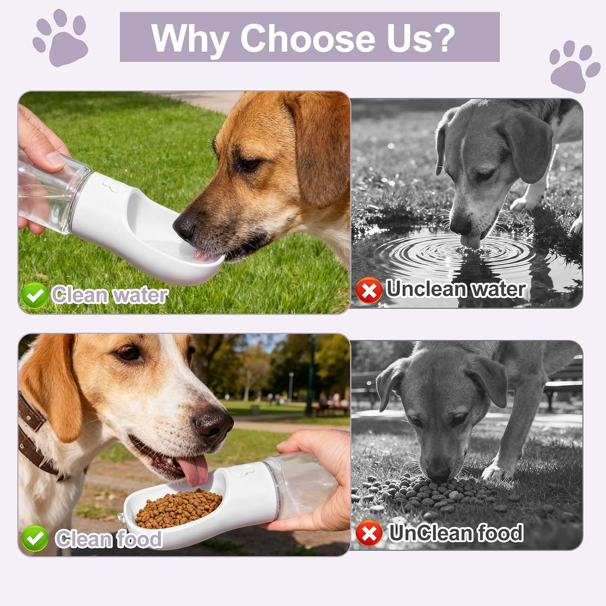 Portable Dog Water Bottle with Food Container - White / 19oz - image 4