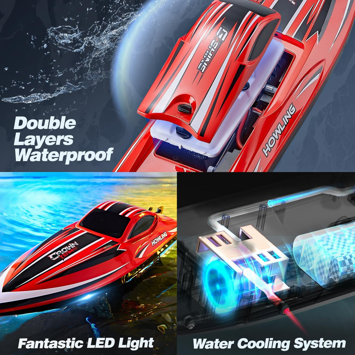 BEZGAR HJ818PRO 16 inch brushless RC boat with LED lights - view 4