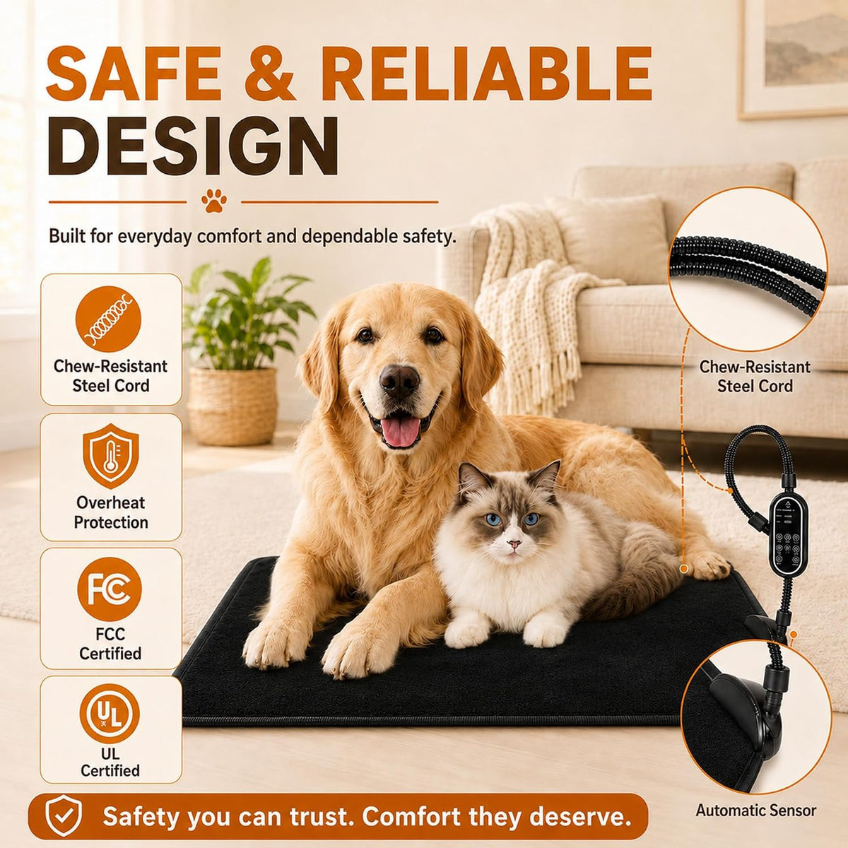 Pet Heating Pad for Cats & Dogs - dark grey / 17.7" x 17.7" - image 4