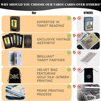 Fofeadm Tarot Cards with Guide Book & Linen Carry Bag - Black Tarot Cards - image 2
