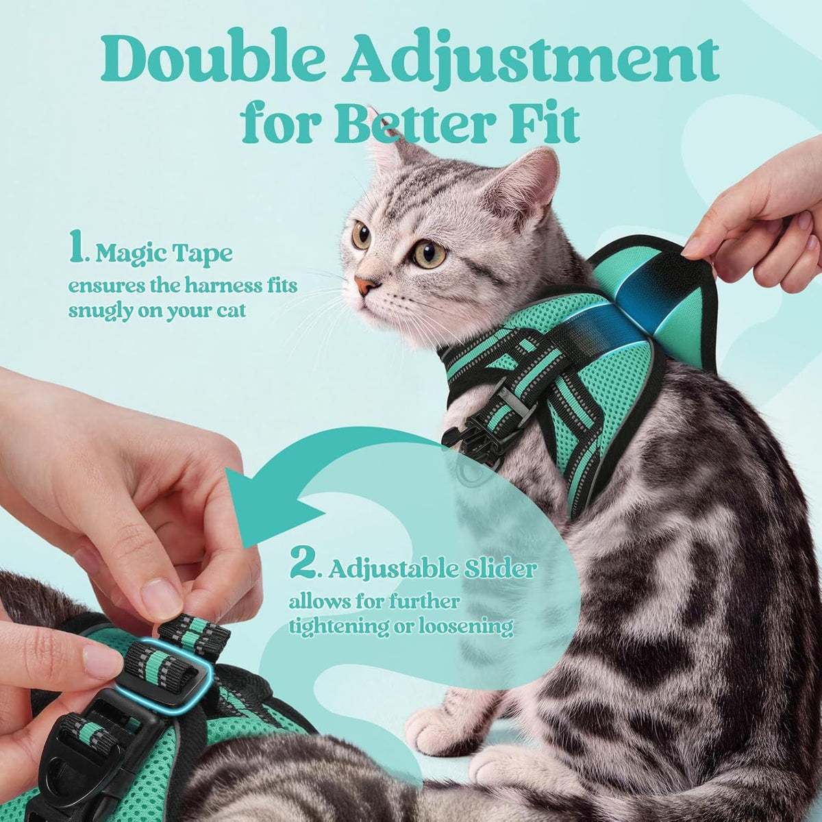 rabbitgoo Cat Harness and Leash Set, Step-in Soft Vest - M / Green - image 2