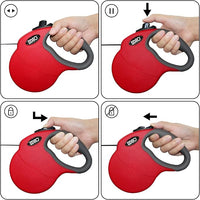 DOCO Retractable Dog Leash for Large Dogs (Length - 16’, Weight - Upto 110lb) Reflective Tape Lead with Stop and Lock Control, Tangle Free 360° Swivel Snap & Anti-Slip Grip (Black, Large)