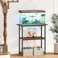 Snughome 10-30 Gallon Fish Tank Stand, Aquarium Stand 2-Tier Storage Shelves, Heavy Duty Terrarium Stand for Home Office Fish Tank Shelf, 30" L x 11.8" W x 30.7" H, Rustic Brown