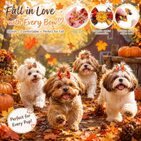 Tondiamo 100 Pack Halloween Dog Hair Bows Ghost Pattern Rubber Bands – Essentials for Dogs - Pumpkin Pattern - image 4