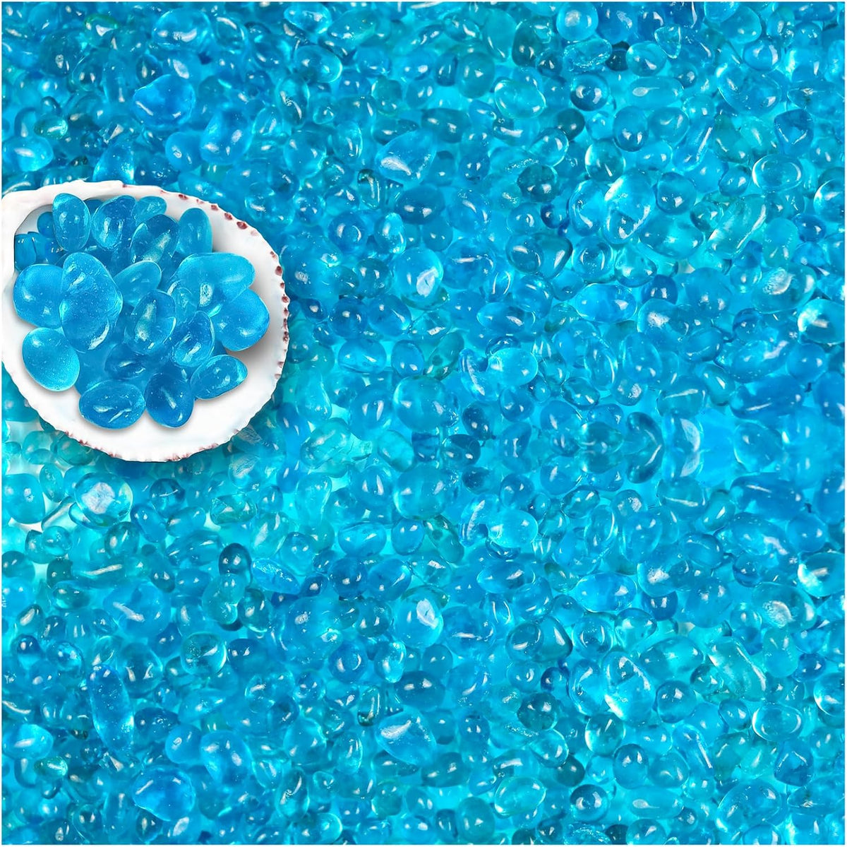 BXI 2.2 Lbs Small Aquarium Substrate Gravel Sand - Blue Glass Sand / 2.2 lbs, 0.24''-0.40''(Medium)