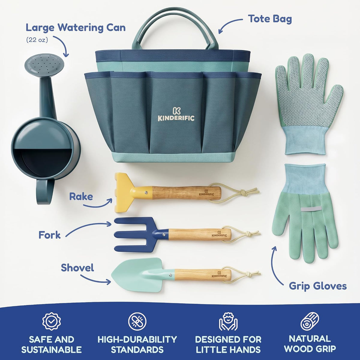 Gardening Set, Tool Kit, for Kids, STEM, Includes Tote Bag - Ocean Blue - image 3
