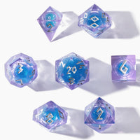 HEIMDALLR liquid core DND dice set in Fenrir's Shadow with glowing LED display box - view 34