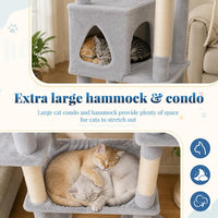 Hey-brother Cat Tree, Multi-Level Sisal Covered Scratching Posts - Light Gray / 71.9 Inches - image 4