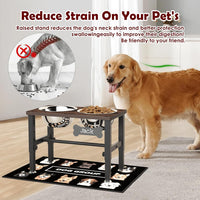 SHAINFUN Elevated Dog Bowls with Slow Feeder & Mat for Medium - Brown-1.7L - image 2