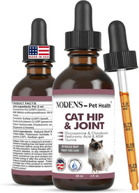 NODENS CAT Hip and Joint Glucosamine for Cats with Chondroitin - Cat Pain Relief from Inflammation - Cat Joint Supplement for Improved Joint Flexibility - Natural Liquid cat Health Supplies 59ml