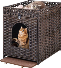 Snughome Cat Litter Box Enclosure Furniture Hidden with Cat Litter Mat - Brown / 20.87"L x 16.93"W x 22.44"H