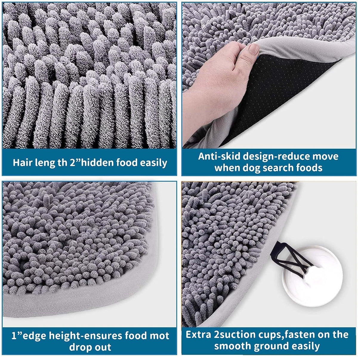 Snuffle Mat for Dogs, 17" x 21" Dog Snuffle Mat Interactive Feed Game for Boredom, Encourages - Grey - image 4