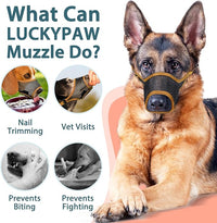 LUCKYPAW Dog Muzzle, Mesh Muzzle for Large Medium Small Dogs, Soft Mouth Guard for Biting Chewing, Breathable Mouth Guard with Adjustable Strap for Training(Brown, XL(Snout:11"-12.25"))
