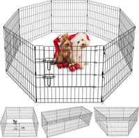 Puppy Pet Playpen 8 Panel 24 Inch Indoor Outdoor Metal Portable - 24"H x 24"W, 8 Panels