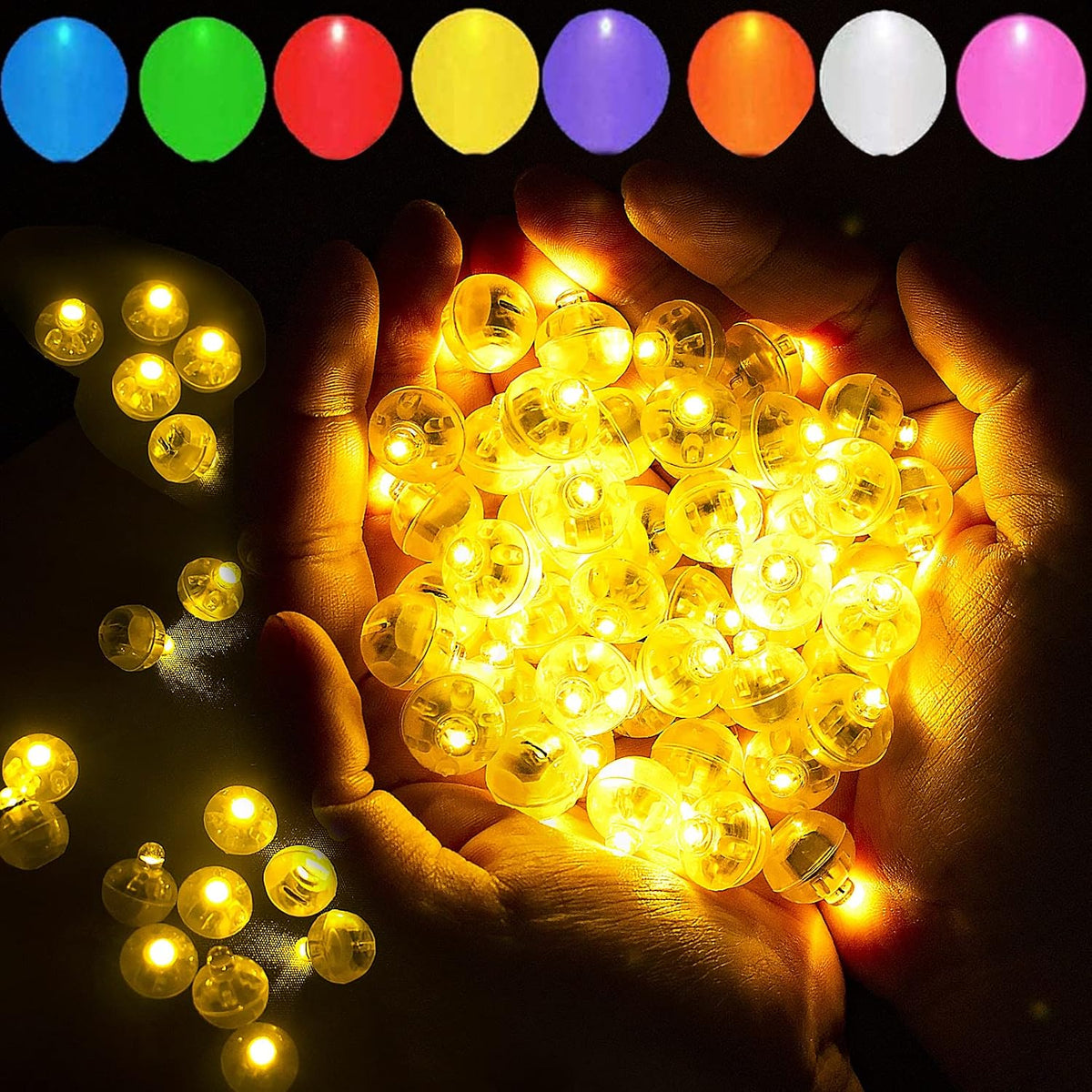 50pcs White LED Balloon Lights - 100PCS / Yellow