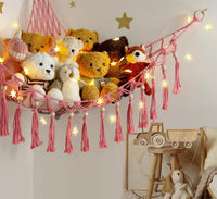 Stuffed Animal Toy Storage Hammock with LED Light - Coral Pink / L (39.5"*39.5"*48") - image 2