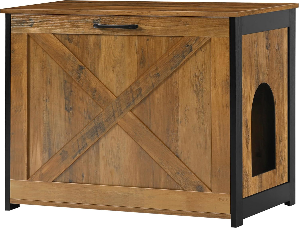 Cat Litter Box Enclosure, Hidden Litter Box Furniture - Warm Brown / 27.6"L x 19.7"W x 21.7"H