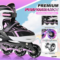 2PM SPORTS Adjustable Inline Skates for Kids, Youth and Adults – Fun for Kids & Family - H Black Pink / Medium - Big Kid (13C-4 US) - image 4