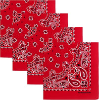 Premium Soft Cotton Bandanas Pack for Men and Women Paisley 22 x 22 - Pack of 4 Original Red