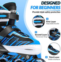 Adjustable Inline Skates for Kids Ages 4-12 – Fun for Kids & Family - Blue / Medium-Big Kids（13j-3 US） - image 2