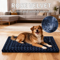 Dog Bed Mat,Reversible & Ultra Soft Kennel Pad-Machine Washable Pet Bed for Dogs & Cats-All-Weather - 35.0" L x 23.0" W x 1.5" Th / Navy Blue - image 3