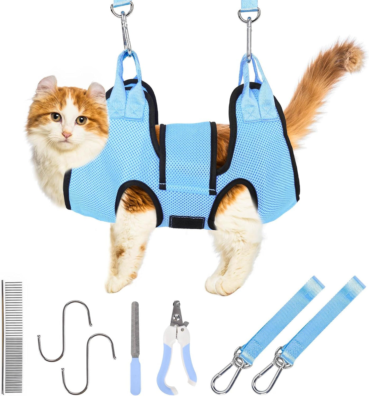 PatiencET Dog Grooming Hammock Kit – Essentials for Dogs - Cerulean / XS (12 LB Max)