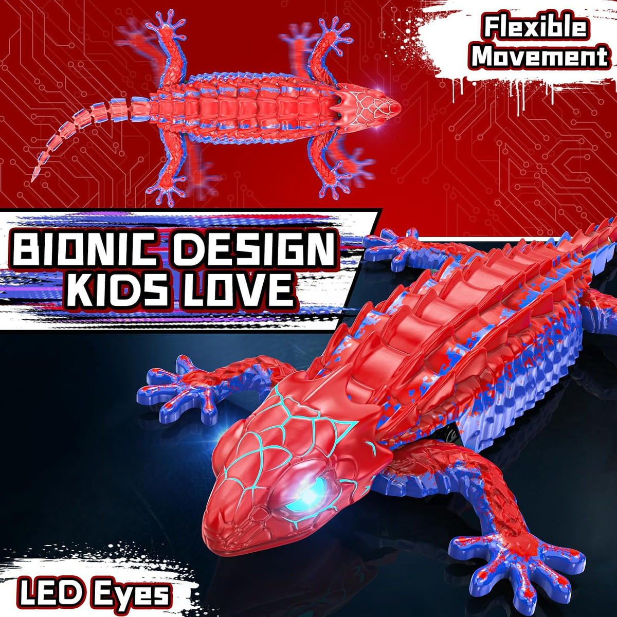 RC Wall Climbing Gecko, Rechargeable Remote Control Robot for Kids – Fun for Kids & Family - Red&blue - image 3