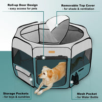 Akinerri Portable Dog Playpen - Medium / Blue - image 2