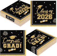 PERFQU Class of 2026 graduation napkins in blue and gold with cap and tassel design - view 6