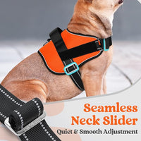 rabbitgoo Dog Harness for Large, Easy On Pet Vest with One Buckle, No Pull Adjustable Service Harness with D-Ring & Handle, Reflective for Safety Walking, Training, Orange, XL
