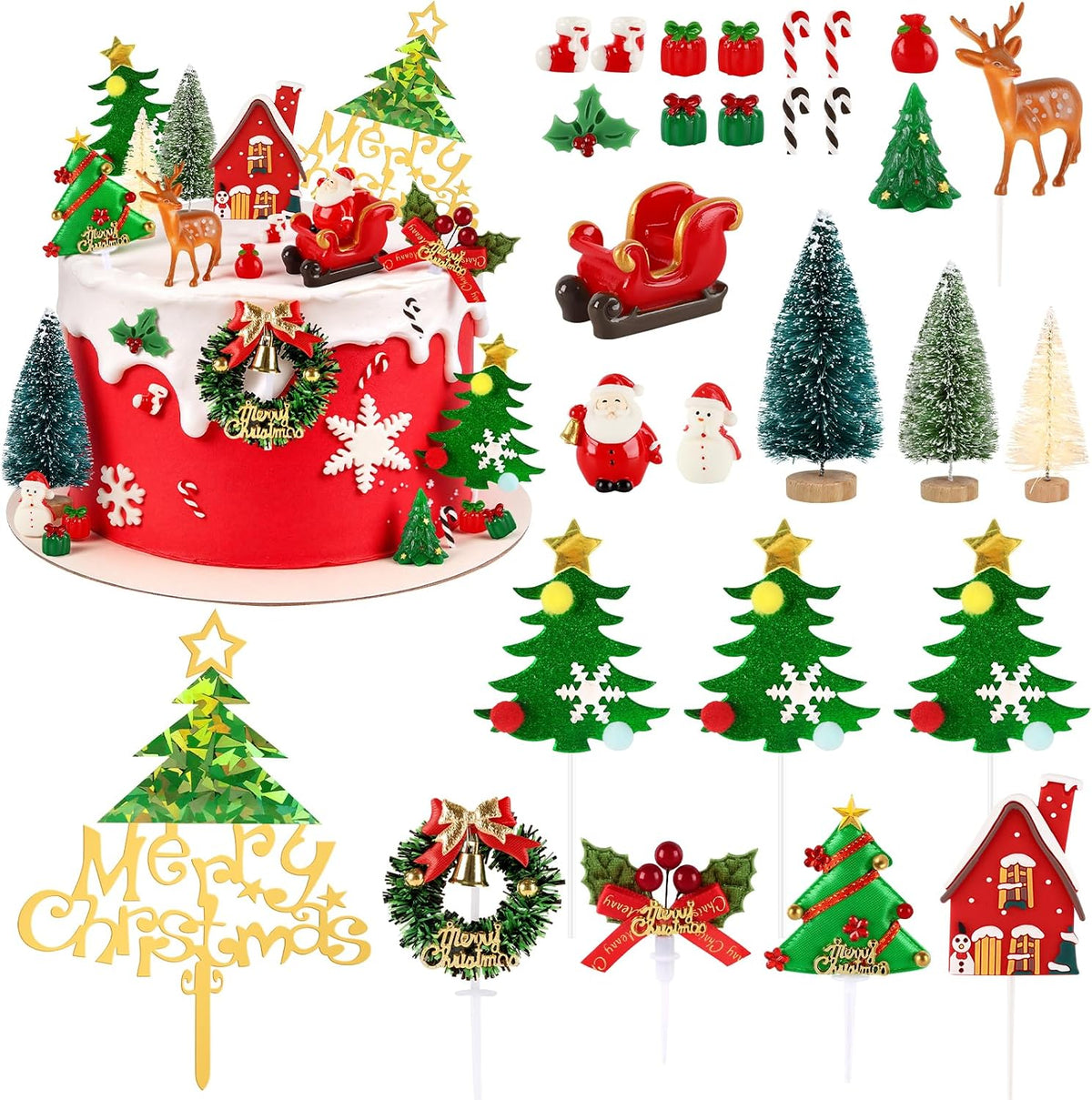 Hooqict 43 piece Halloween cake topper set with sign, tombstone, skulls, trees and spiders - view 3