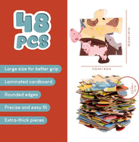 BONNYCO Giant Floor Puzzles for Kids of Jungle Animals with 48 Large - Farm - image 3