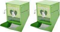 Metal Small Animal Feeder with Lid, Heavy Duty - 4.6 inch (Pack of 2) / Green